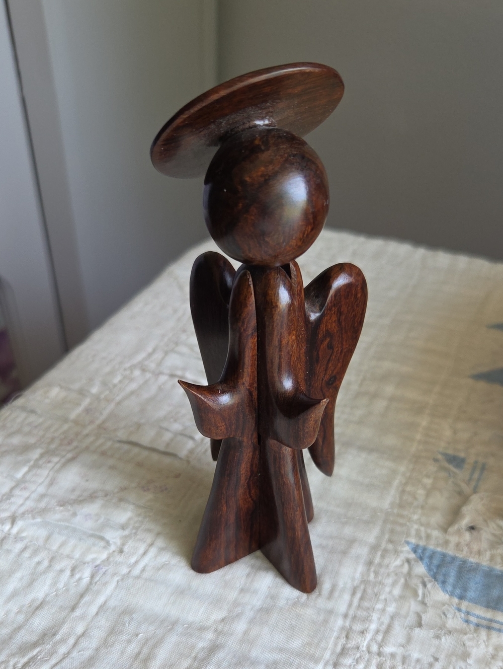 Handcrafted Iron Wood Angel Sculpture - Home Art Decor